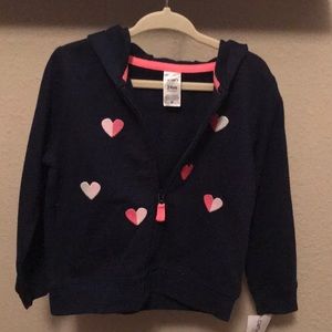 NWT Carter’s Navy Hoodie with heart embroidery 24m